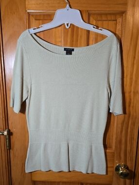 Ann Taylor Sage Green Ribbed Peplum Knit Top